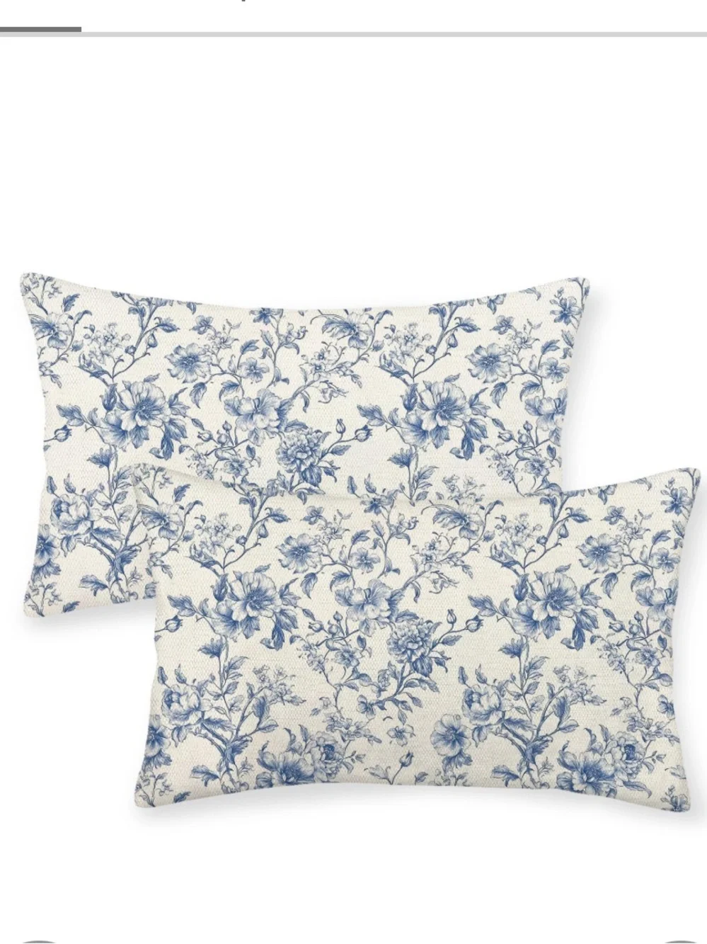 Chinoiserie Lumbar Pillow Covers 100% Linen 12x20” (2-Pack)